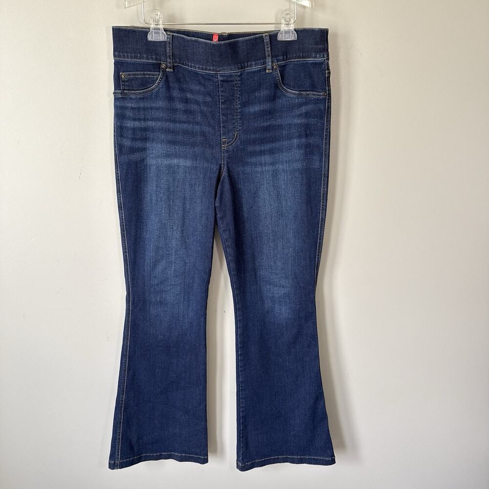 SPANX High Rise Wide Leg Flare Pull-on Jeans size 1XL Blue Medium Wash - Picture 2 of 7